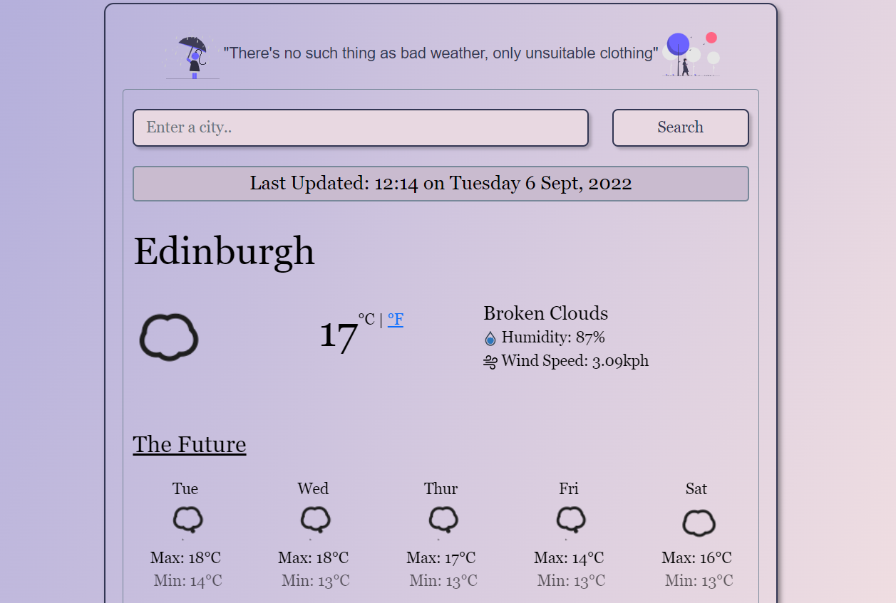 React Weather App Project Screenshot